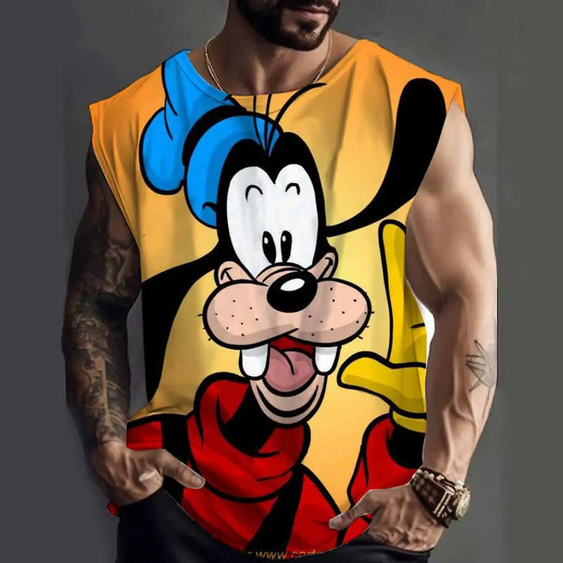 Gym Brand clothing Bodybuilding Fitness Mens running tanks workout Disney Goofy Print vest Stringer sportswear muscle undershirt