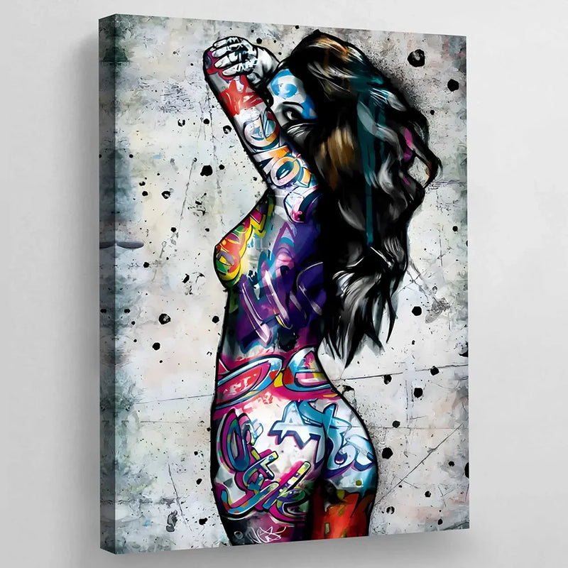 Street Art Woman Body Graffiti Wall Art Canvas Painting Female Body Tattoo Poster And Prints Pictures For Bedroom Home Decor