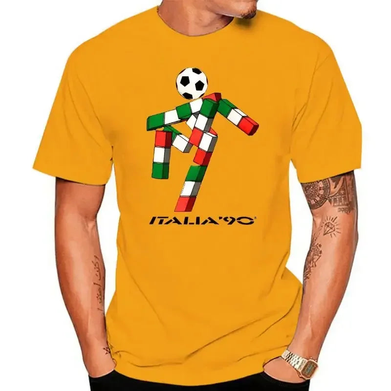 Mens Retro 2 T Shirt Italia Football Mascot Italy Tumblr Soccer Men Clothing Graphic Oversized T Shirt Harajuku 90 Summer Funny
