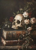 Retro Abstract Dark College Books Skull Flowers Candles Poster Canvas Art Painting Printing Home Room Wall Pictures Decor Gift