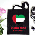 Love Denmark France Greece Egypt Ecuador Mexico Romania Djibouti USA UAE UK Belgium Cape Verde Heart Flag Cute Tote Bag Handbags