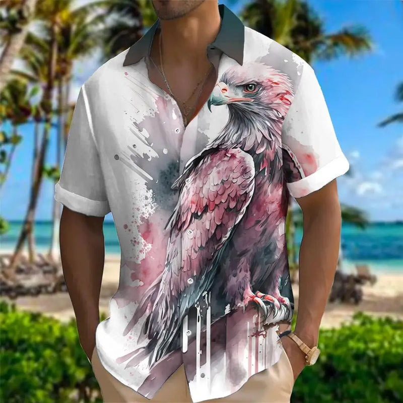 Summer Classic Style Lion Hawaiian Flower Male Social Retro Casual Slim Fit Dress Shirt Blouse Floral Men 3d Print Loose Camisas