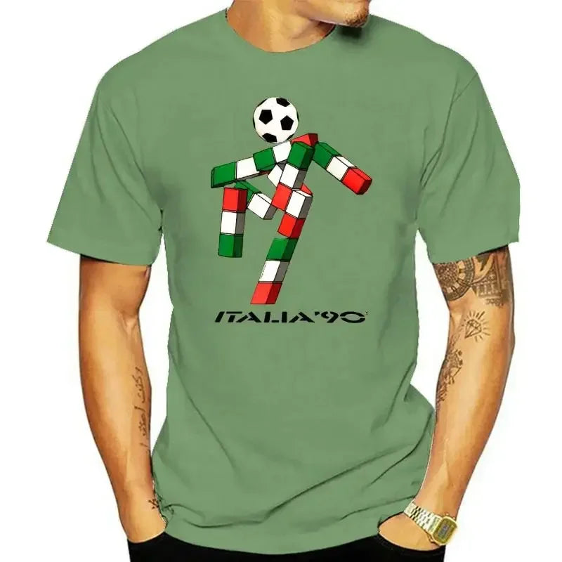 Mens Retro 2 T Shirt Italia Football Mascot Italy Tumblr Soccer Men Clothing Graphic Oversized T Shirt Harajuku 90 Summer Funny