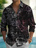 Fashion Earth Map Graphic Shirts For Men Street Style Casual Unisex Retro 3D World Map Print Long Sleeve Shirt Designer Clothes