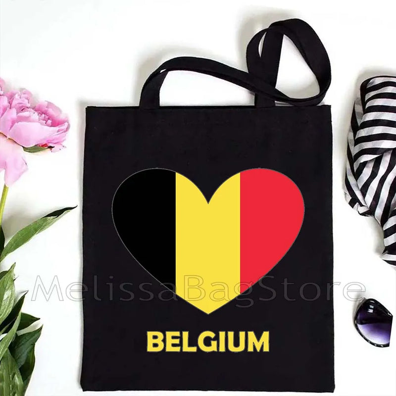 Love Denmark France Greece Egypt Ecuador Mexico Romania Djibouti USA UAE UK Belgium Cape Verde Heart Flag Cute Tote Bag Handbags