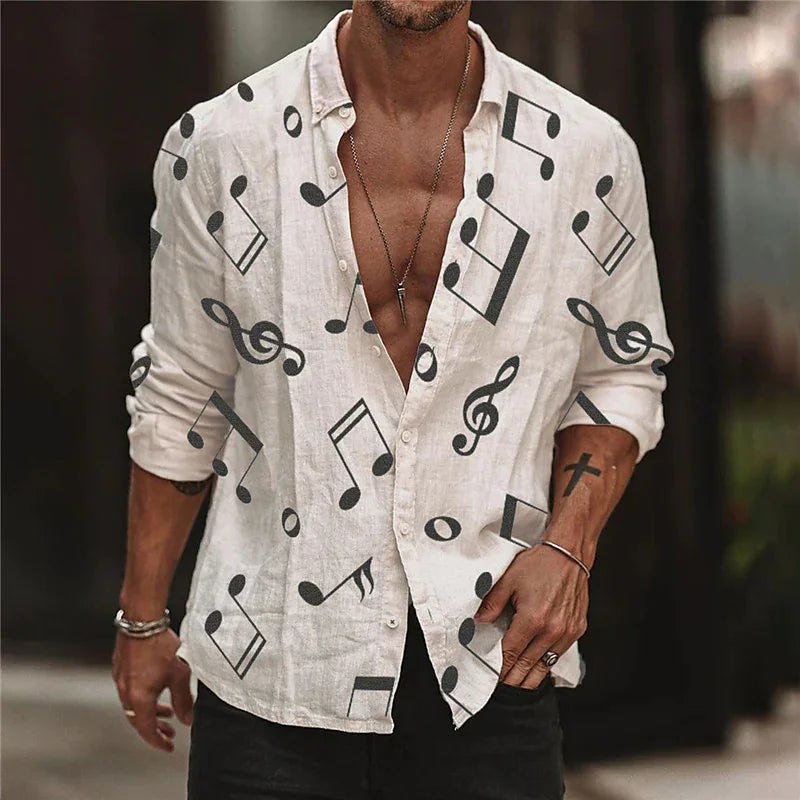 2023 Fashion Shirt Lapel Casual Men's Graffiti Ink Painting Flower Butterfly Outdoor Retro High Quality Material Top Plus Size
