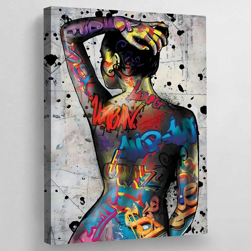 Street Art Woman Body Graffiti Wall Art Canvas Painting Female Body Tattoo Poster And Prints Pictures For Bedroom Home Decor