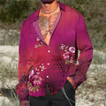 2023 Fashion Shirt Lapel Casual Men's Graffiti Ink Painting Flower Butterfly Outdoor Retro High Quality Material Top Plus Size