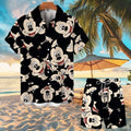 Disney Mickey Mouse Men Women Button Shirt Spider-Man Summer Short Cartoon Hawaii Shirt Set Beach Short Suit Donald Duck