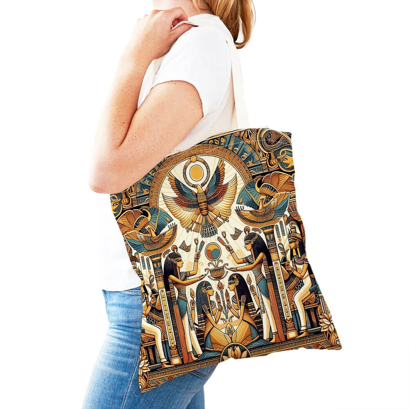 Pharaohs Anubis Women Shopper Bag Murals of Ancient Egyptian Double Print Girl Tote Lady Handbag Shopping Bags