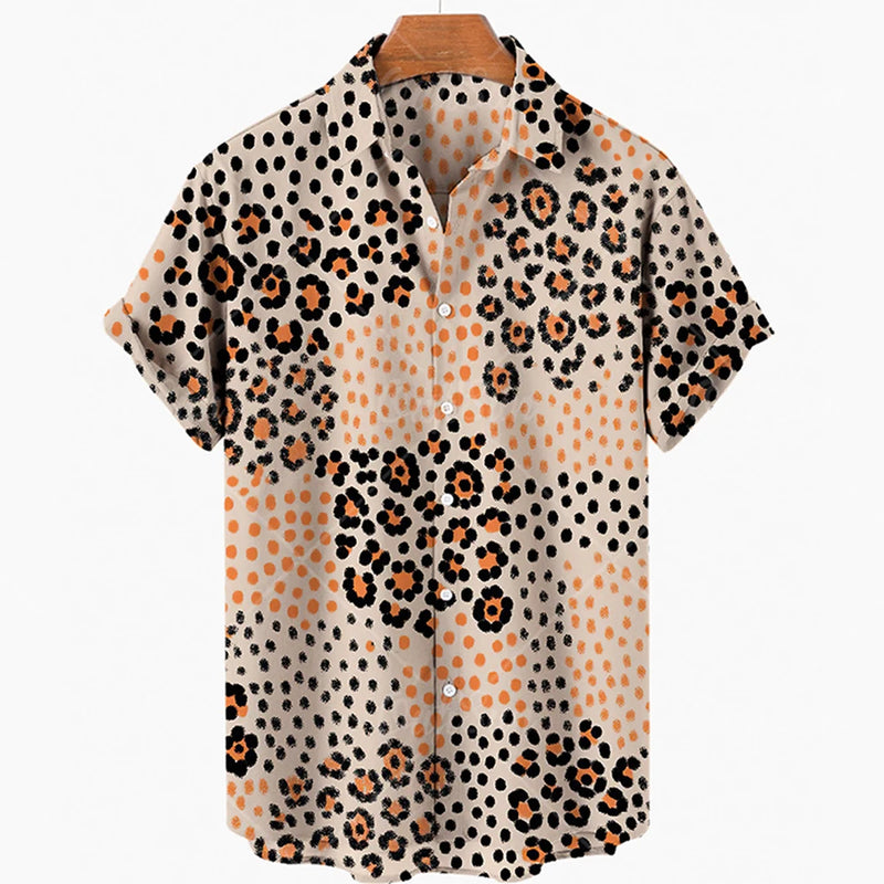 2024 Men's Leopard 3D Shirts Summer Hawaii Beach Shirt Men's Short Sleeve Retro Fashion Clothing Personalized Design Men's Tops