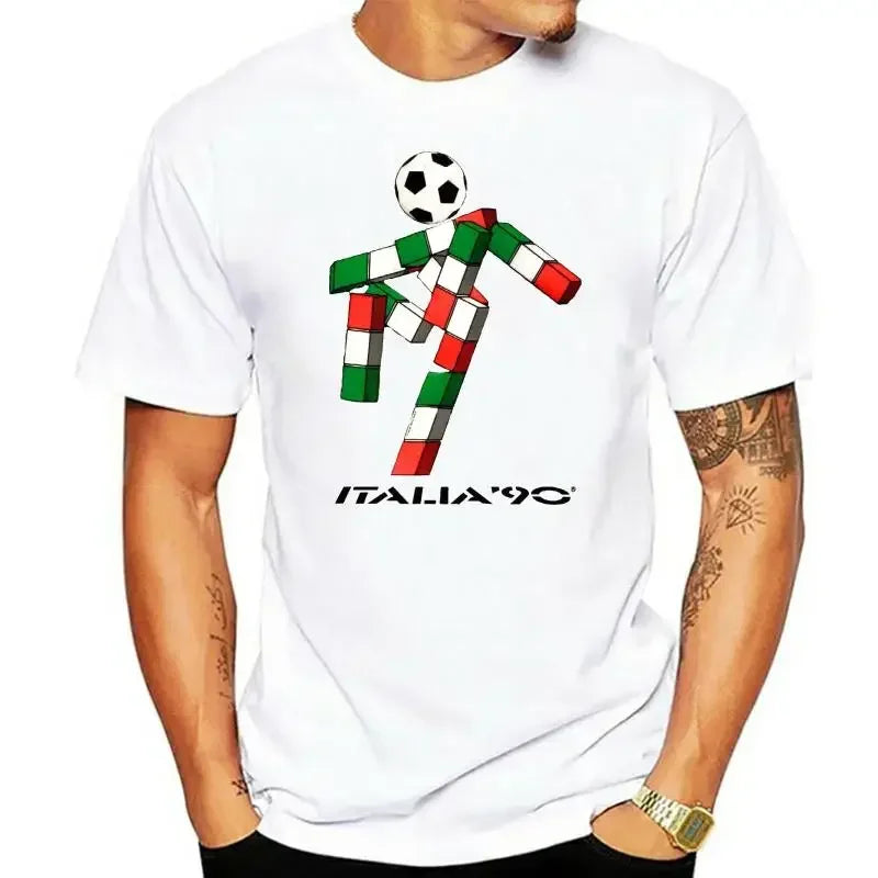 Mens Retro 2 T Shirt Italia Football Mascot Italy Tumblr Soccer Men Clothing Graphic Oversized T Shirt Harajuku 90 Summer Funny