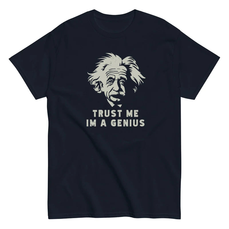 Einstein Trust Me I'm A Genius. Printed Base for Men and Women Couples T-shirt Fashion Casual Cotton Short Sleeves