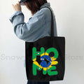 Brazil Map Brazilian Flag Heartbeat Guitar Love Heart Country Watercolor Gift Shoulder Canvas Tote Bag Harajuku Fashion Handbag
