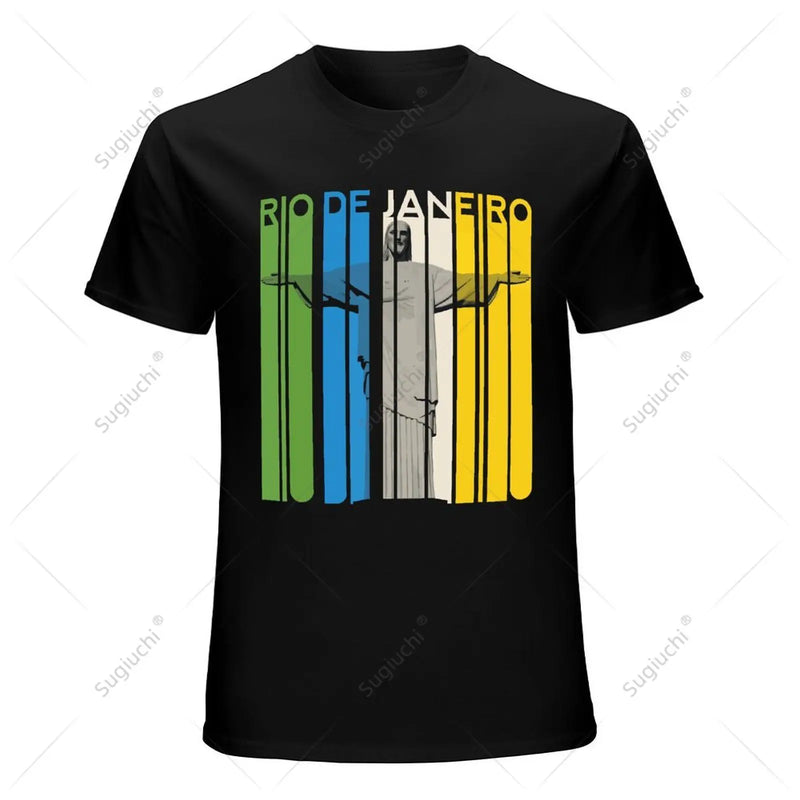 Unisex Men Brazil Retro Beach Brazilian Rio De Janeiro Statue Sao Paulo Tshirt Tees T Shirts Women Boys 100% Cotton T-Shirt