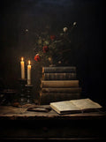 Retro Abstract Dark College Books Skull Flowers Candles Poster Canvas Art Painting Printing Home Room Wall Pictures Decor Gift