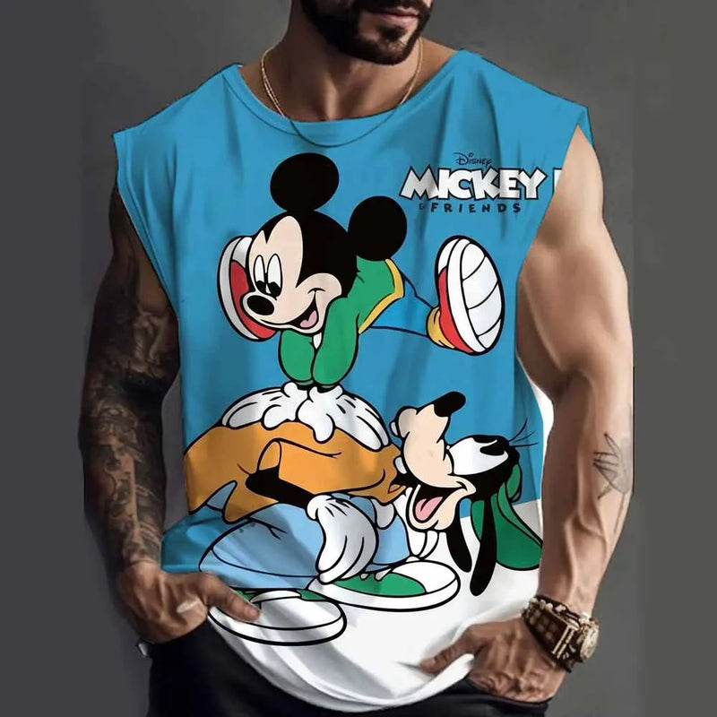 Gym Brand clothing Bodybuilding Fitness Mens running tanks workout Disney Goofy Print vest Stringer sportswear muscle undershirt