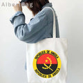 Luanda Angola Map Flag Emblem Gift Idea Love Heart South Africa Skyline Shopper Harajuku Canvas Tote Bag Cotton Shopping Handbag
