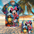 Disney Mickey Mouse Men Women Button Shirt Spider-Man Summer Short Cartoon Hawaii Shirt Set Beach Short Suit Donald Duck