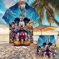 Disney Mickey Mouse Men Women Button Shirt Spider-Man Summer Short Cartoon Hawaii Shirt Set Beach Short Suit Donald Duck