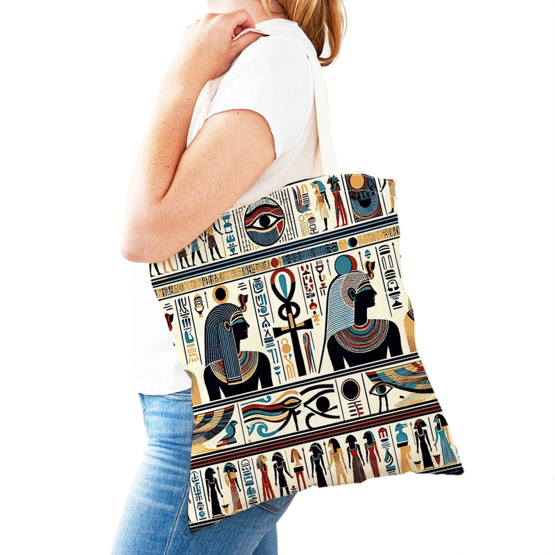 Pharaohs Anubis Women Shopper Bag Murals of Ancient Egyptian Double Print Girl Tote Lady Handbag Shopping Bags