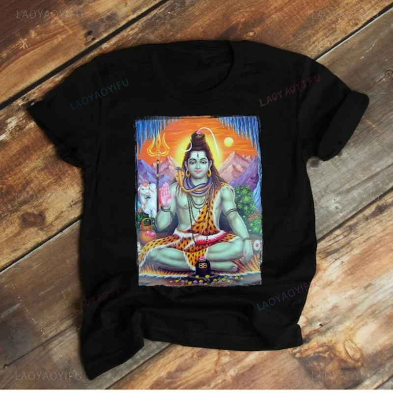 Om Namah Shivaya Hinduism Supreme Lord Shyva Man Printed T Shirt Religious Hindu God Shiva Yoga Meditation Cotton T Shirt Gift