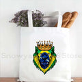 Brazil Map Brazilian Flag Heartbeat Guitar Love Heart Country Watercolor Gift Shoulder Canvas Tote Bag Harajuku Fashion Handbag