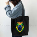 Brazil Map Brazilian Flag Heartbeat Guitar Love Heart Country Watercolor Gift Shoulder Canvas Tote Bag Harajuku Fashion Handbag