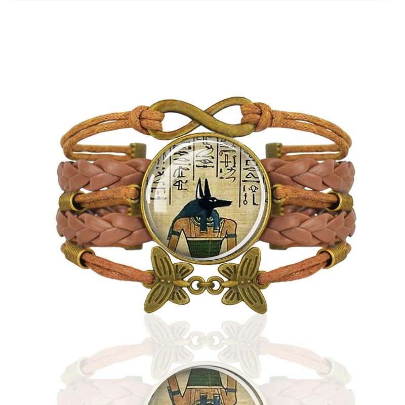 Ancient Egyptian Culture Bangles Ankh Anubis Scarab Isis Goddess The Eye of Horus Weave Bracelet Men Women Jewelry Souvenir Gift