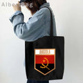 Luanda Angola Map Flag Emblem Gift Idea Love Heart South Africa Skyline Shopper Harajuku Canvas Tote Bag Cotton Shopping Handbag