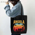 Luanda Angola Map Flag Emblem Gift Idea Love Heart South Africa Skyline Shopper Harajuku Canvas Tote Bag Cotton Shopping Handbag