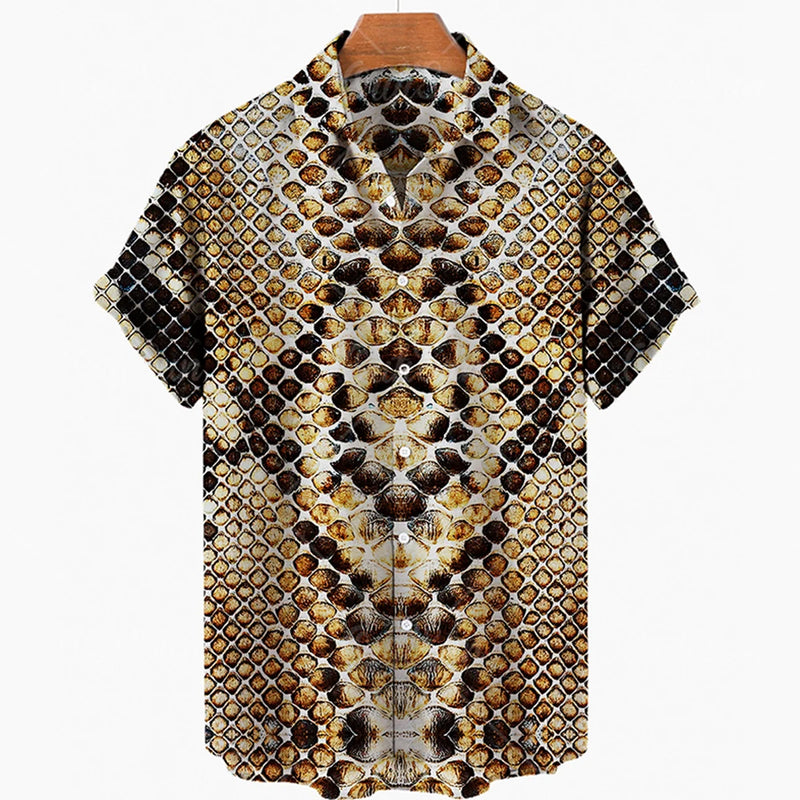2024 Men's Leopard 3D Shirts Summer Hawaii Beach Shirt Men's Short Sleeve Retro Fashion Clothing Personalized Design Men's Tops