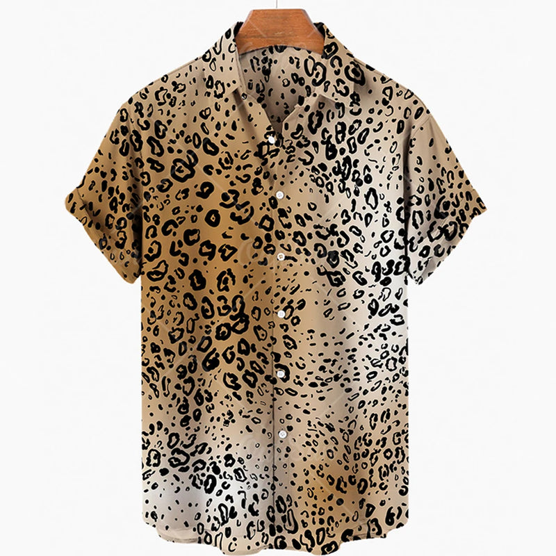 2024 Men's Leopard 3D Shirts Summer Hawaii Beach Shirt Men's Short Sleeve Retro Fashion Clothing Personalized Design Men's Tops