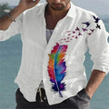 2023 Fashion Shirt Lapel Casual Men's Graffiti Ink Painting Flower Butterfly Outdoor Retro High Quality Material Top Plus Size