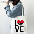 Luanda Angola Map Flag Emblem Gift Idea Love Heart South Africa Skyline Shopper Harajuku Canvas Tote Bag Cotton Shopping Handbag