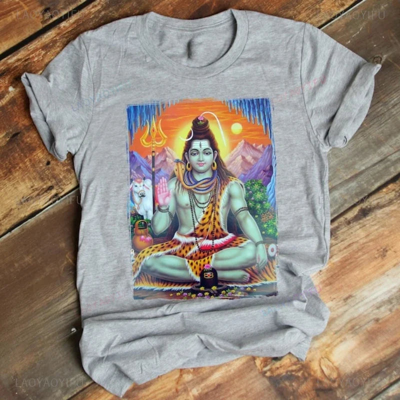 Om Namah Shivaya Hinduism Supreme Lord Shyva Man Printed T Shirt Religious Hindu God Shiva Yoga Meditation Cotton T Shirt Gift