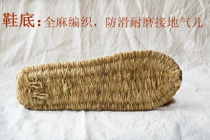 Straw Sandals for Men and Women Drift Beach Sandals Japanese Anime Cos Perform Hand-Woven Retro Shoes Male Summer Big Size 45