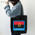 Luanda Angola Map Flag Emblem Gift Idea Love Heart South Africa Skyline Shopper Harajuku Canvas Tote Bag Cotton Shopping Handbag