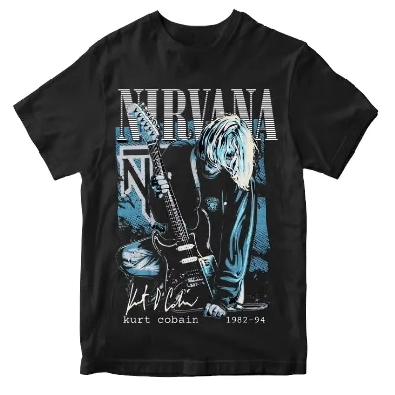 T-shirt Music KURT COBAIN PREMIUM Men and Women American Fashion Hip Hop Rock Short Sleeves Men and Women Street
