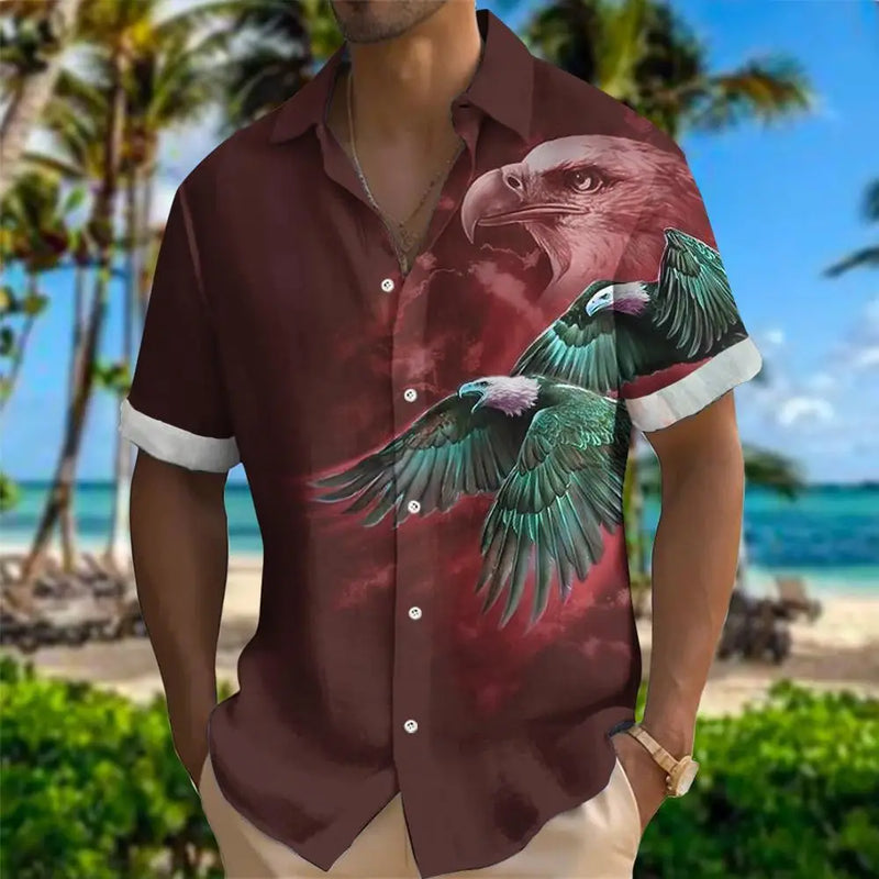 Summer Classic Style Lion Hawaiian Flower Male Social Retro Casual Slim Fit Dress Shirt Blouse Floral Men 3d Print Loose Camisas