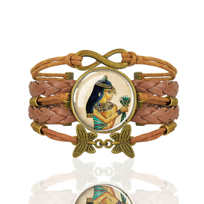 Ancient Egyptian Culture Bangles Ankh Anubis Scarab Isis Goddess The Eye of Horus Weave Bracelet Men Women Jewelry Souvenir Gift