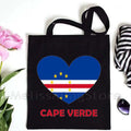 Love Denmark France Greece Egypt Ecuador Mexico Romania Djibouti USA UAE UK Belgium Cape Verde Heart Flag Cute Tote Bag Handbags