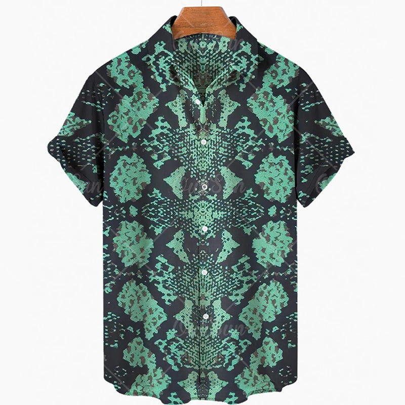 2024 Men's Leopard 3D Shirts Summer Hawaii Beach Shirt Men's Short Sleeve Retro Fashion Clothing Personalized Design Men's Tops