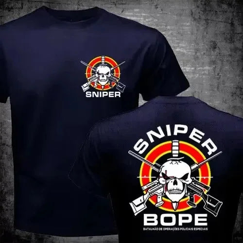 Brazil Military Unit BOPE Special Forces Sniper Men T-shirt Casual Streetwear 100% Cotton Loose Tops Breathable Tee Pro Choice