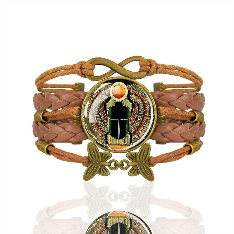 Ancient Egyptian Culture Bangles Ankh Anubis Scarab Isis Goddess The Eye of Horus Weave Bracelet Men Women Jewelry Souvenir Gift
