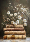 Retro Abstract Dark College Books Skull Flowers Candles Poster Canvas Art Painting Printing Home Room Wall Pictures Decor Gift