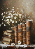 Retro Abstract Dark College Books Skull Flowers Candles Poster Canvas Art Painting Printing Home Room Wall Pictures Decor Gift