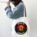 Luanda Angola Map Flag Emblem Gift Idea Love Heart South Africa Skyline Shopper Harajuku Canvas Tote Bag Cotton Shopping Handbag