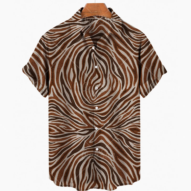 2024 Men's Leopard 3D Shirts Summer Hawaii Beach Shirt Men's Short Sleeve Retro Fashion Clothing Personalized Design Men's Tops