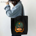 Luanda Angola Map Flag Emblem Gift Idea Love Heart South Africa Skyline Shopper Harajuku Canvas Tote Bag Cotton Shopping Handbag
